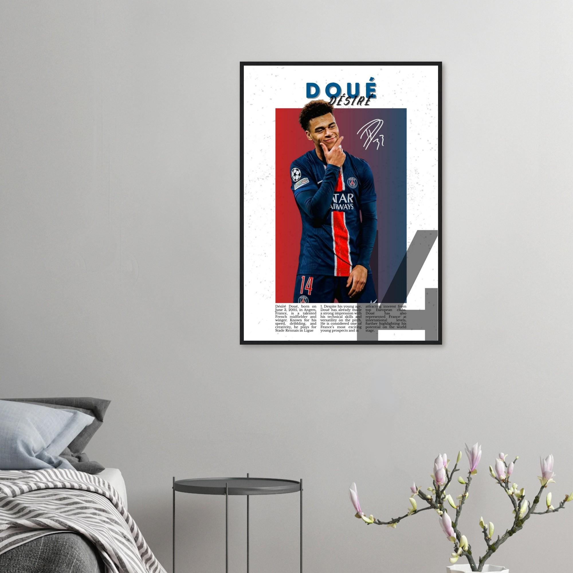 Poster Toile Football 'Désiré Doué' 30x45 Cm - Décoration Murale Moderne Pour Chambre, Salon - Impression Haute Qualité