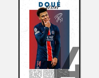 Poster Football Désiré Doué - Impression Sur Toile 30x45 Cm - Déco Murale Moderne Pour Chambre, Bureau - 13