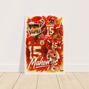 Affiche de football de Patrick Mahomes | Décoration murale Patrick Mahomes | Impression de football | Cadeau pour fan de football | Affiche de football signée | Chiefs