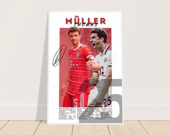 Thomas Müller Football Poster | Müller Wall Art | Football Print | Gift for Football Fans | Signed Football Poster | Bayern Munich