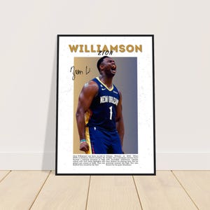 Zion Williamson Basketball Poster | Zion Wall Art | Basketball Print | Gift for Basketball Fan | Signed Basketball Poster | New Orleans