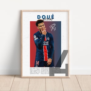 Desire Doue Football Poster | Doue Wall Art | Soccer Print | Gift for Football Fan | Signed Football Poster | Sports Decor | PSG