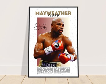 Affiche Floyd Mayweather | Décoration murale Mayweather | Impression de boxe | Cadeau pour fan de boxe | Affiche de boxe signée | États-Unis