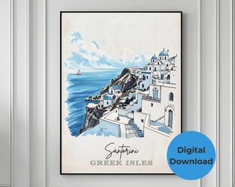 絵画　ギリシャ　スペイン　海　アート 絵画 ギリシャ 風景画(街並み) エーゲ海に浮かぶ船 インテリア