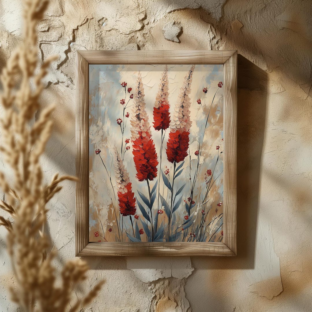 Red Floral Art Print, Botanical Wall Decor, Museum-grade - Etsy