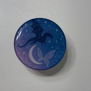 Dragon & Moon PopSocket Grip: Fantasy Starry Night Design