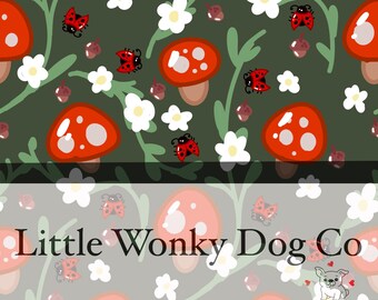 Cottagecore Mushroom & Ladybug Seamless Pattern | Digital Download