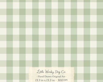 Muted Sage Gingham Seamless Pattern -  (Digital Download)