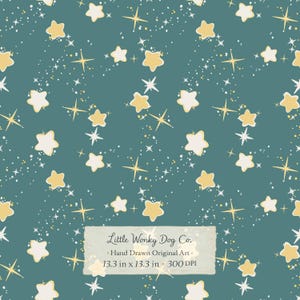 Star and glitter doodles seamless pattern - Celestial Sublimation Design  - digital product