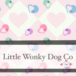 May include: A repeating pattern of colorful dog-themed designs in pink, green, blue, and purple. The pattern includes hearts and dog-related graphics. The text "Little Wonky Dog Co" is displayed in the center of the image.