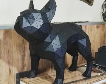 Buldog francuski, pies metalowy dxf cnc, cięcie laserowe, nie wymaga spawania