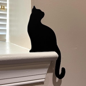 Black Cat Door Decor: Peeking Kitten Frame Corner Accent