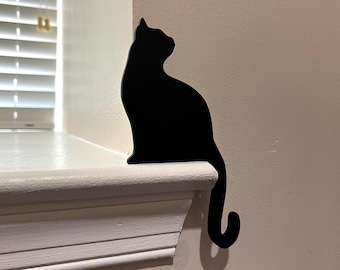 Black Cat Door Decor: Peeking Kitten Frame Corner Accent