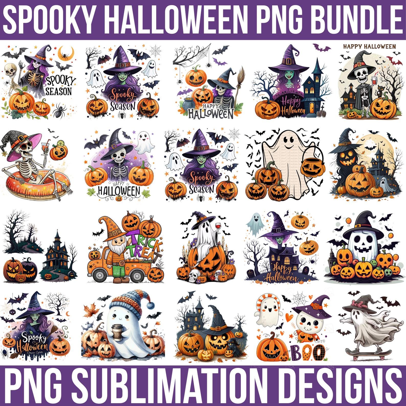 220+ Designs, Spooky Halloween PNG Mega Bundle, Pumpkins, Cats Ghosts ...