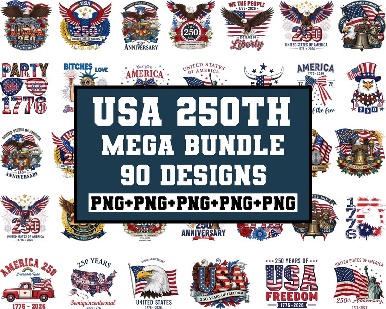 250th Anniversary Png Bundle, USA Png, 4th of July Bundle Png ...