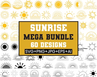 Słońce SVG, Wschód Słońca SVG, Słońce SVG, Zachód Słońca SVG, Letnie Słońce SVG, Clipart Wschód Słońca, Wektor Słońca, Sylwetka Słońca, Pliki Cricut, Natychmiastowe Pobieranie