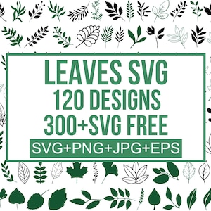 Pacchetto di foglie in formato SVG, ghirlanda di foglie in formato SVG, foglie di carta, foglie disegnate a mano in formato SVG, piante in formato SVG, modelli di foglie, clipart di foglie, taglio Cricut, Silhouette