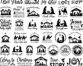 Födelsekyrkan Svg, Födelsescener Svg, Jul Svg, Jul Helig Scen Svg, Religiös Kristen, Julskylt, Heliga Familjen, Cricut & Silhouette