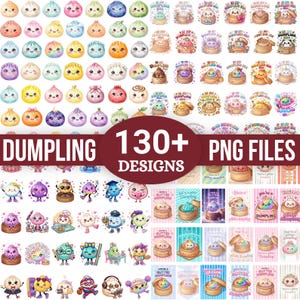Glitter Dumpling Clipart PNG Bundle, Cute Kawaii Dumpling Clip Art, Sparkly Food Characters, Whimsical Asian Food Graphics, Digital Download