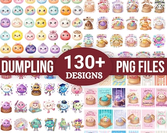 Pacchetto di clipart PNG di ravioli glitterati, clipart di ravioli kawaii carini, personaggi di cibo scintillanti, grafica stravagante di cibo asiatico, download digitale