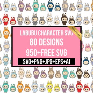 Labubu Designs Svg Png Bundle, Svg, Labubu Png Svg, fichier numérique vectoriel pour Cricut, Labubu découpé au Laser, téléchargement immédiat, Labubu personnage Png
