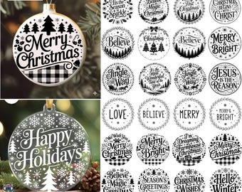 Christmas Ornament Svg Bundle, 60 Round Christmas Ornaments Svg, Merry Christmas Svg, Holiday Ornament Designs, Cut Files Cricut, Silhouette