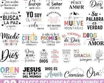 Frases Religiosas Svg Bundle, Fe Mueve Montañas Svg, Frases Biblicas Svg, Dios Amor Fortaleza Svg, Mujer Virtuosa Svg, Cut File Cricut