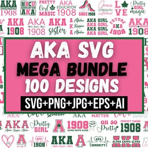 AKA Sorority SVG, AKA Sorority SVG, Alpha Kappa Alpha Cut, AKA Buchstabe SVG, 1908 Pink und Grün, Rush SVG, Griechische Schwester, Schwesternschaft Dateien
