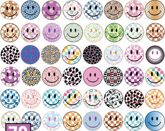 Smiley Svg Bundle, Checkered Smiley Svg, Distressed Smiley Svg, Smiley Sublimation Svg, Daisy Smiley Svg, Retro Flower Svg, Happy Face Svg