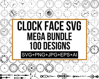 Clock Face Svg Bundle, Modern Vintage Clock Designs, Cut Files for Cricut, Glowforge & Silhouette, Clock Dial Svg Download, Cut For Cricut