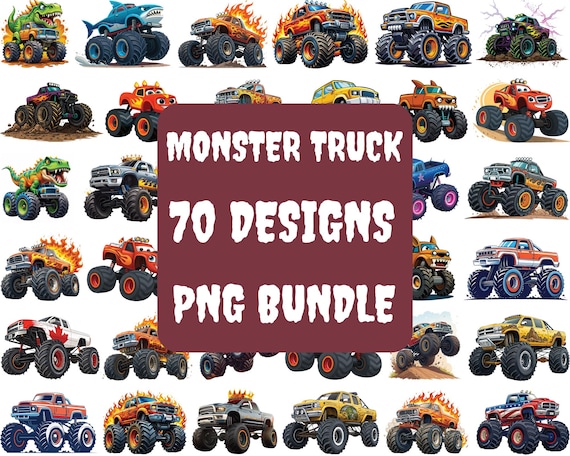 Monster Truck Clipart Bundle Png, Offroad Truck, Extreme Offroad Vehicle Clipart, Monster Truck Clipart, Truck Clipart, Digital Download