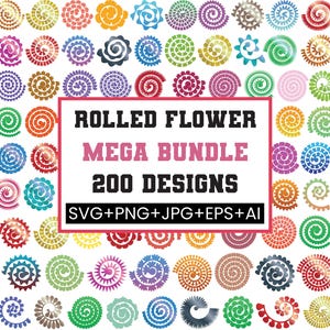 ロールフラワーSVGバンドル、ロールペーパーフラワー、3DフラワーSVG、デジタルペーパーSVG、ロールフラワーテンプレート、ウェディングフラワーSVG、Cricut用カット