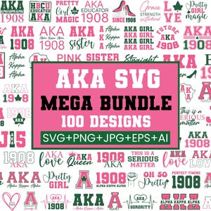 AKA Svg, Alpha Kappa Alpha Svg, AKA Sorority Svg, AKA letter Svg, 1908 Svg, Rush Svg, Pink And Green Svg, Greek Svg, For Cricut, Silhouette