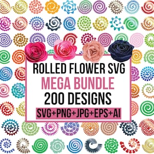 Rolled Flower Svg Bundle, Rolled Paper Flowers, Digital Paper Svg, 3d Flower Svg, Rolled Flower Template, Wedding Flower Svg, For Cricut