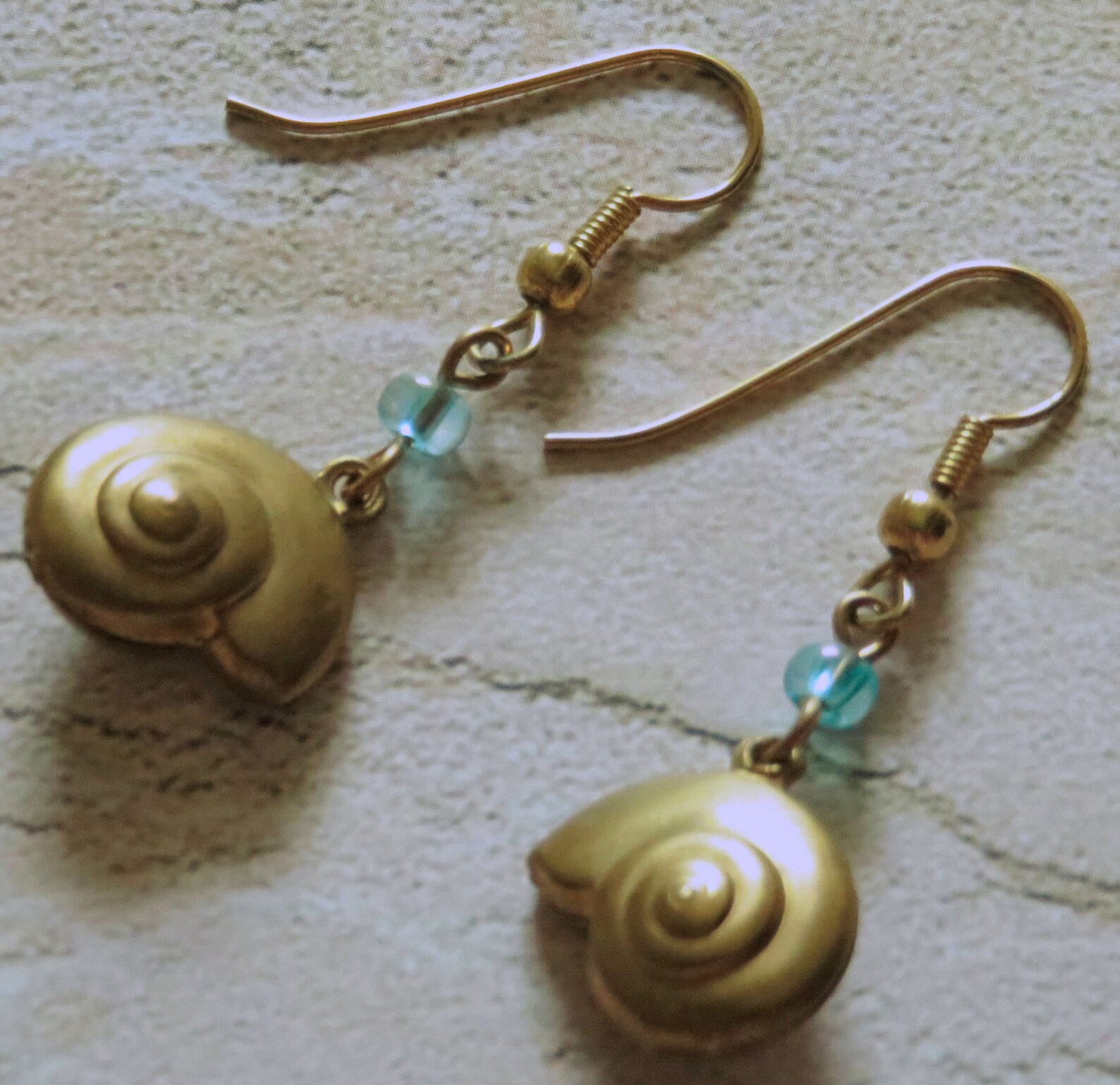 Brass Snail Seashell Earrings Pierced Dangle Handmade Etsy New Zealand