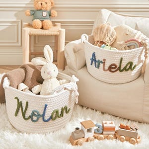 Personalisierter Babykorb, Babyparty-Geschenkkorb, Seil-Baumwollbaby-Geschenkkorb, Baby-Geschenkkorb, Spielzeugkorb, Neugeborenen Geschenk, Babynamengeschenk