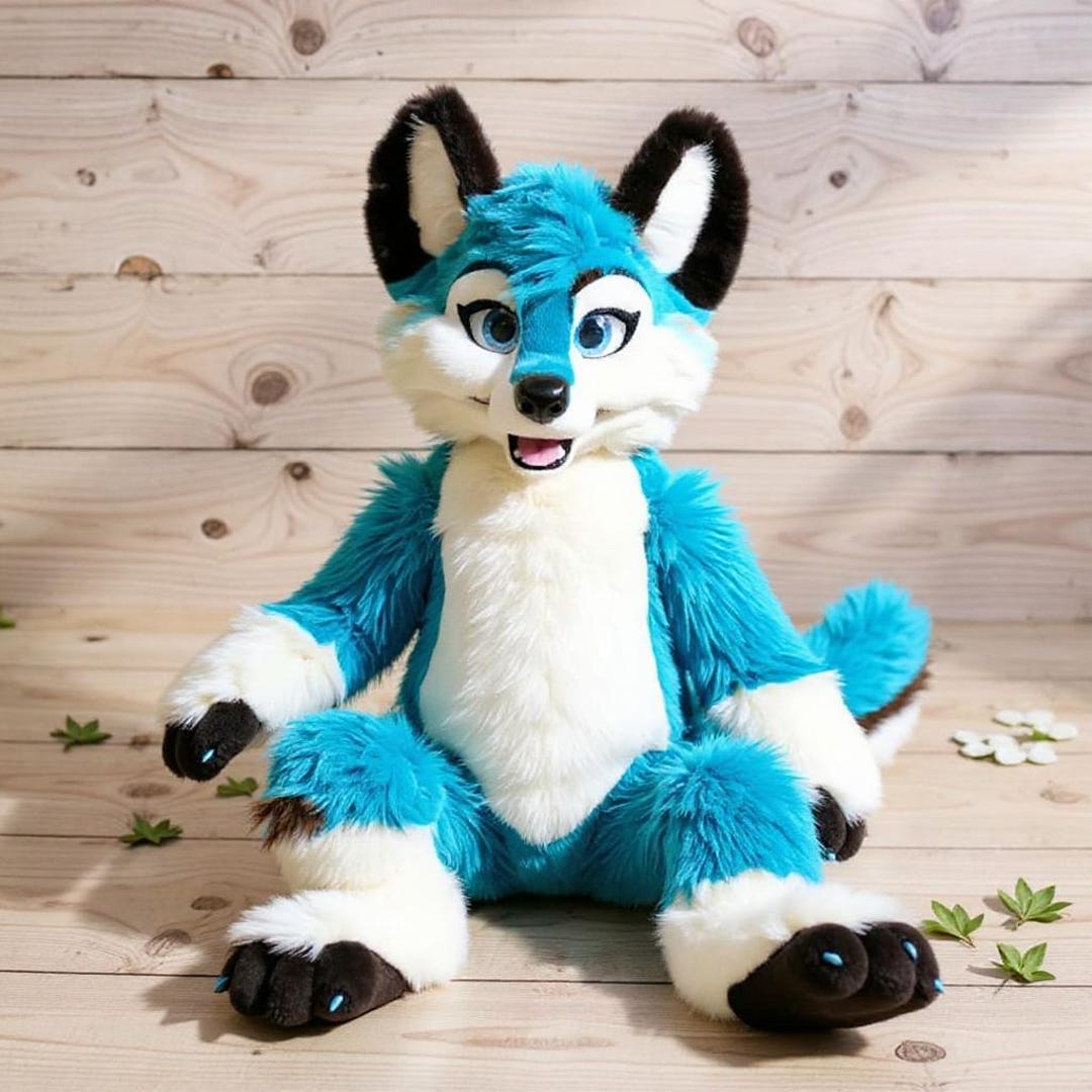 Aqua Blue Wolf Fursuit | Fox Dog Husky Canine Cosplay Costume | Full ...