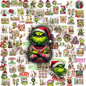 Grinch Christmas PNG Bundle, Christmas Designs, Holiday Sublimation Clip art (Instant Download)