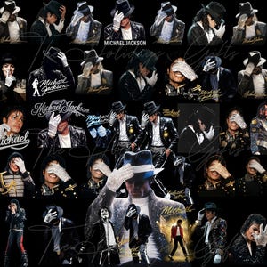 May include: A collage of images featuring Michael Jackson in various poses. The images show him wearing a black hat, white gloves, and a sparkling jacket. The text "Michael Jackson" and "Holidays Gifts" are also visible.