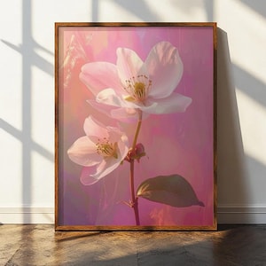 Flower digital print, flower botanical poster, nature wall art, maximalist art, realistic modern wall decor, rose poster
