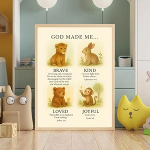 God Made Me – Christian Nursery Printable with Bible Verses | Scripture Wall Art for Kids