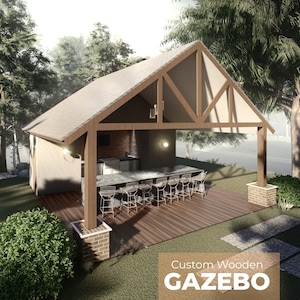 Custom Gazebo Floor Plan  | Outdoor Garden Pergola | Custom Backyard Pavilion | Weatherproof Patio Structure