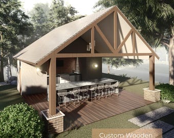 Custom Gazebo Floor Plan  | Outdoor Garden Pergola | Custom Backyard Pavilion | Weatherproof Patio Structure