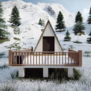 A-Frame Custom Cabin Construction Drawings | Permit-Ready Plans | Floor Plan, Elevations, Electrical, Foundation and Framing |