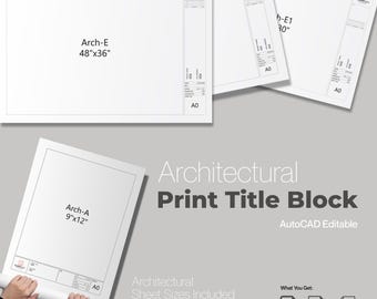 Architect Title Block Set in AutoCAD DWG | ARCH A–E1 Sheet Sizes | Editable CAD Layout Templates for Construction Drawings