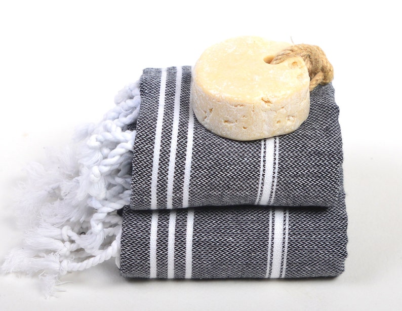 2 Black Turkish Hand Towels, Peshkir, Baby Blanket, Baby Towel, Black