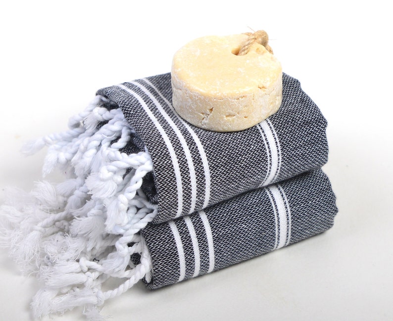2 Black Turkish Hand Towels, Peshkir, Baby Blanket, Baby Towel, Black