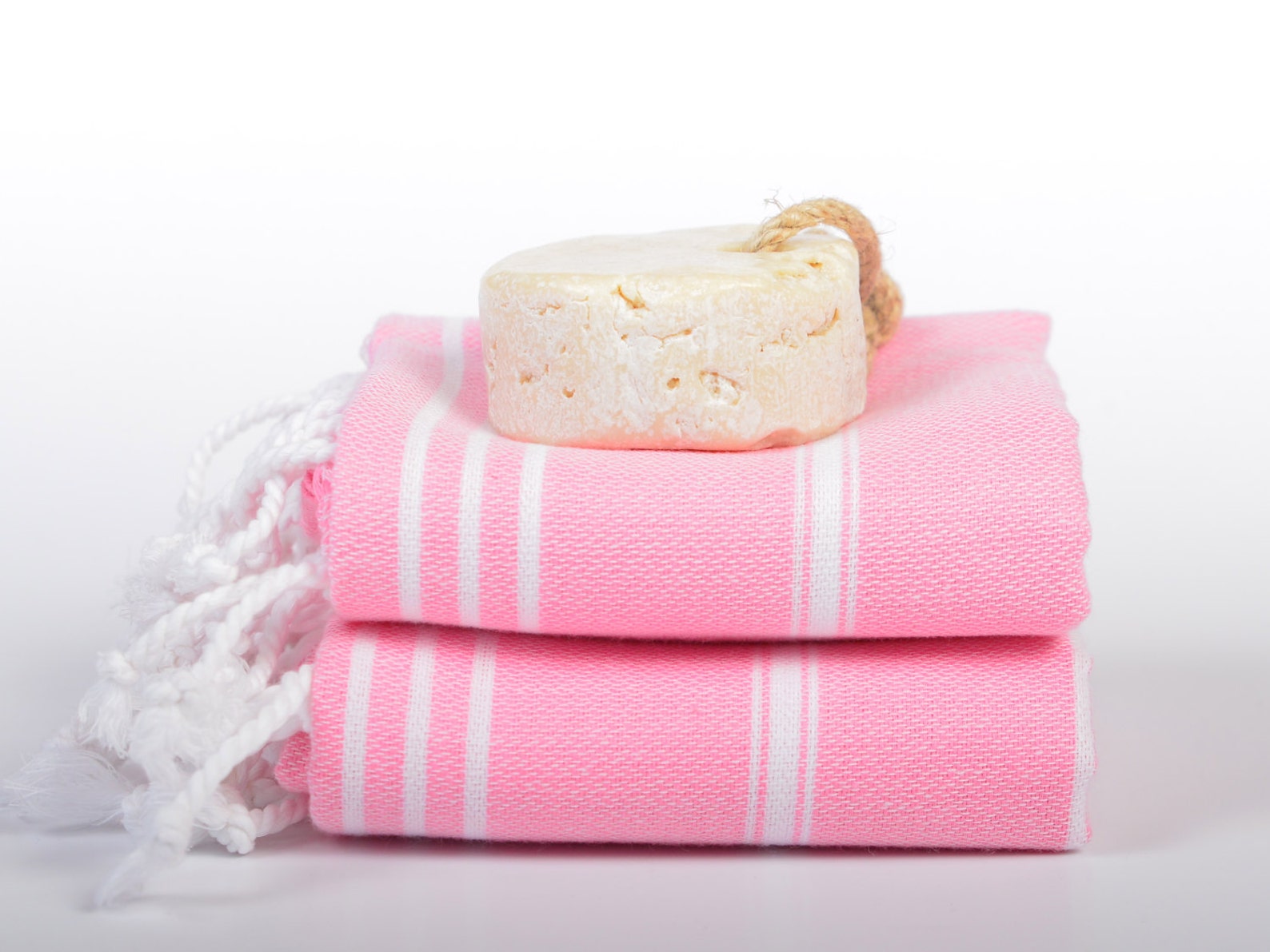 2 Pink Baby Towels, Turkish Hand Towel Set, Baby Towel, Napkin, Pink White, Baby Bath Towel