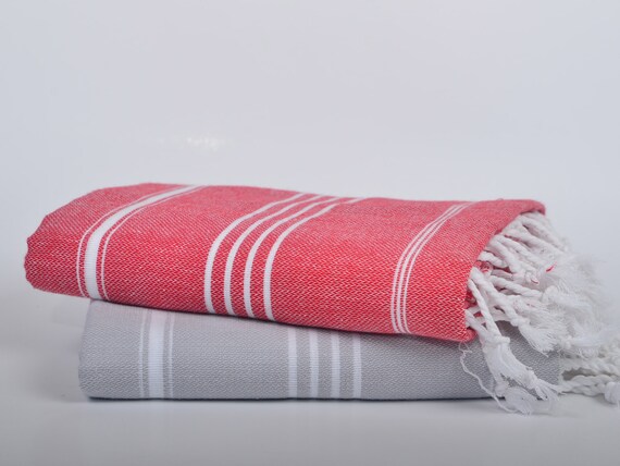 red and gray towels