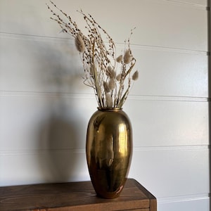 Vintage Solid Brass Vase - Sleek Mid Century Modern Flower Pot - Minimalist